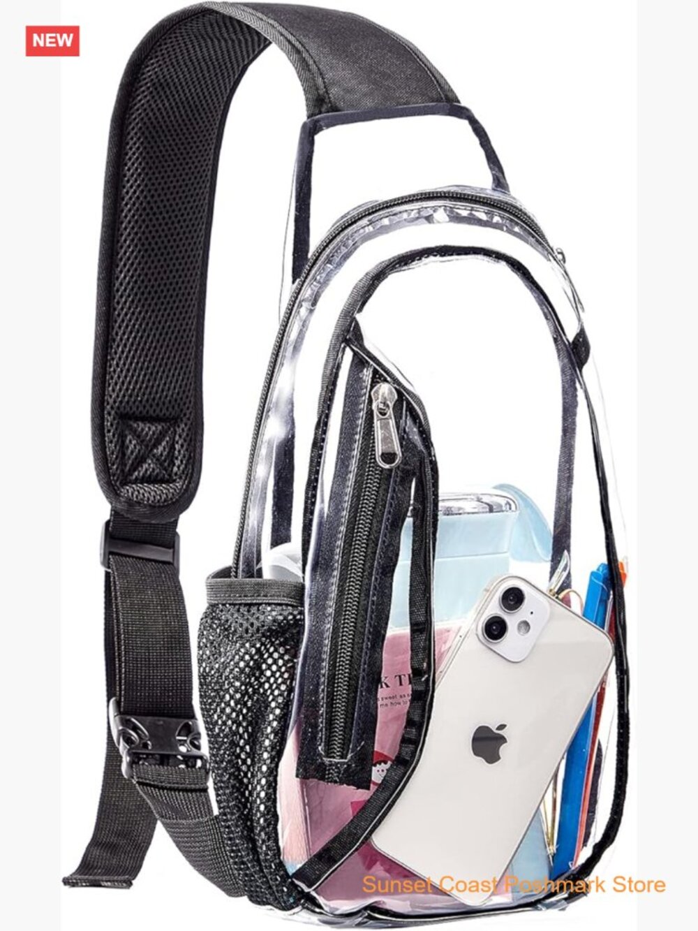 Clear Sling Bag Stadium Approved PVC Crossbody Backpack for Concerts Travel